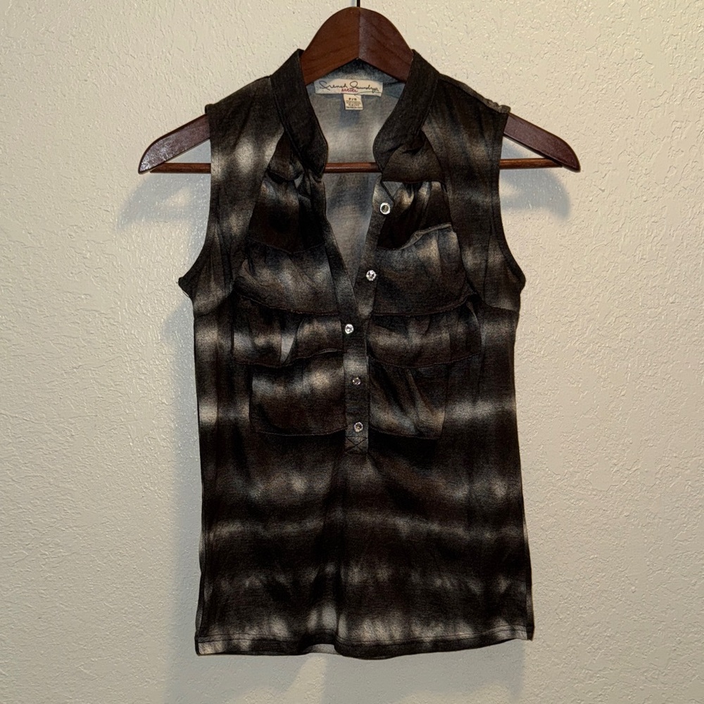 French Laundry Striped Black and White Sleeveless Blouse
